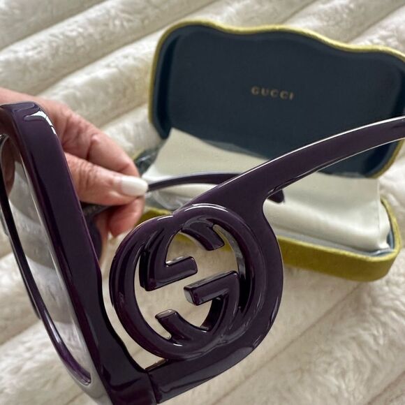 New Gucci Dark Purple Square Glasses - Picture 12 of 13